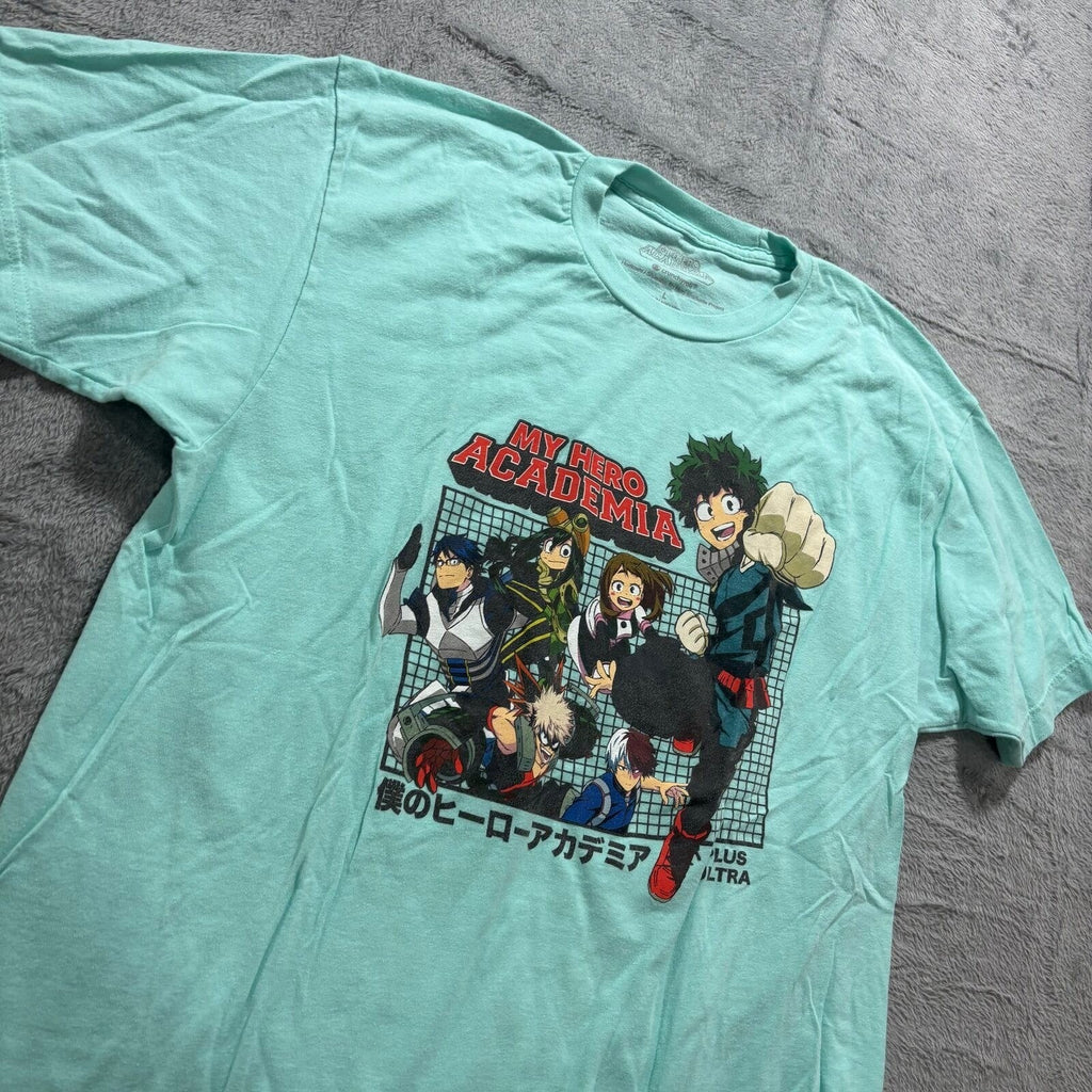 My Hero Academia L Mint Green Graphic T-Shirt Womens Casual Vintage Style