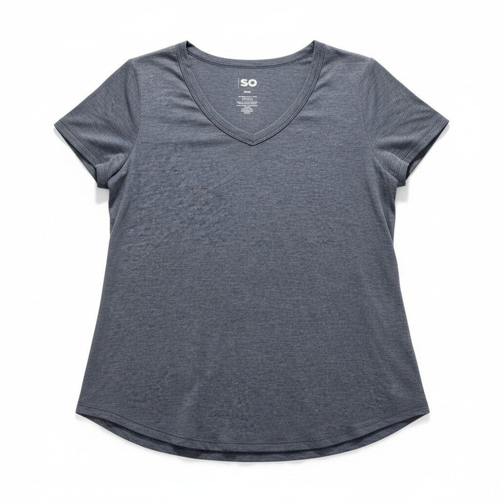 SO Womens XXL Blue V-Neck T-Shirt Casual Athleisure Short Sleeve Tee