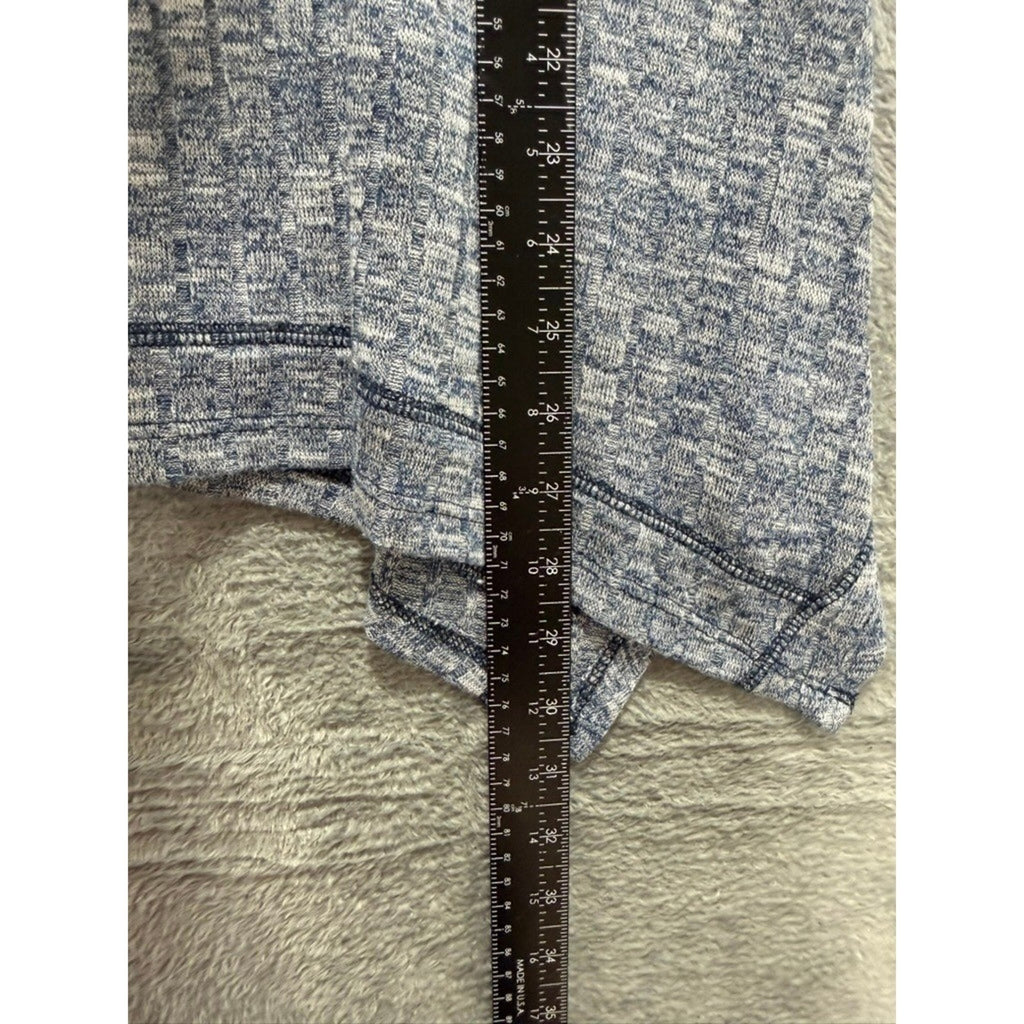Chicos Top Womens 2 Blue Marled Knit Tunic Asymmetrical Hem Button Side