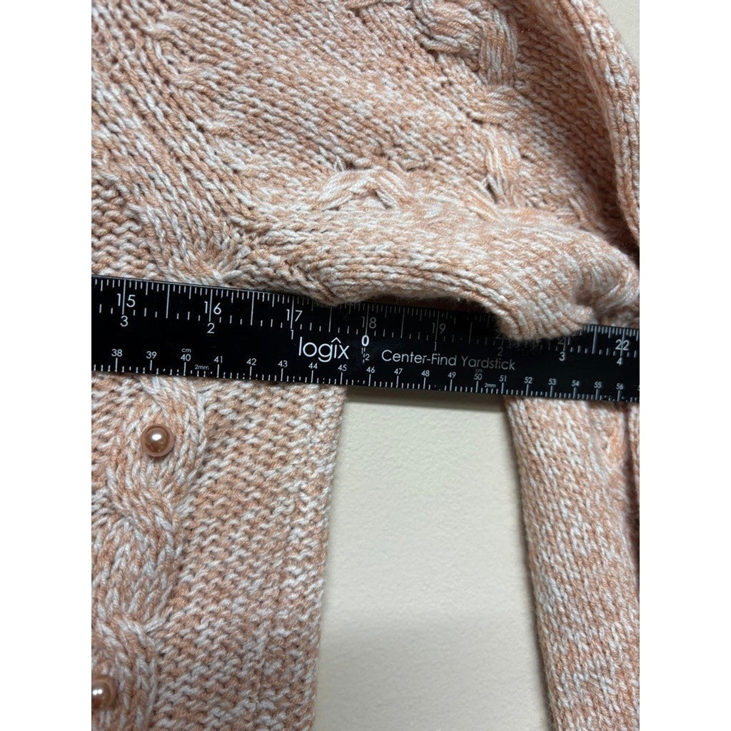 Soho Jeans Cable Knit Pearl Sweater Medium Blush Pink Chunky Cozy Preppy Chic