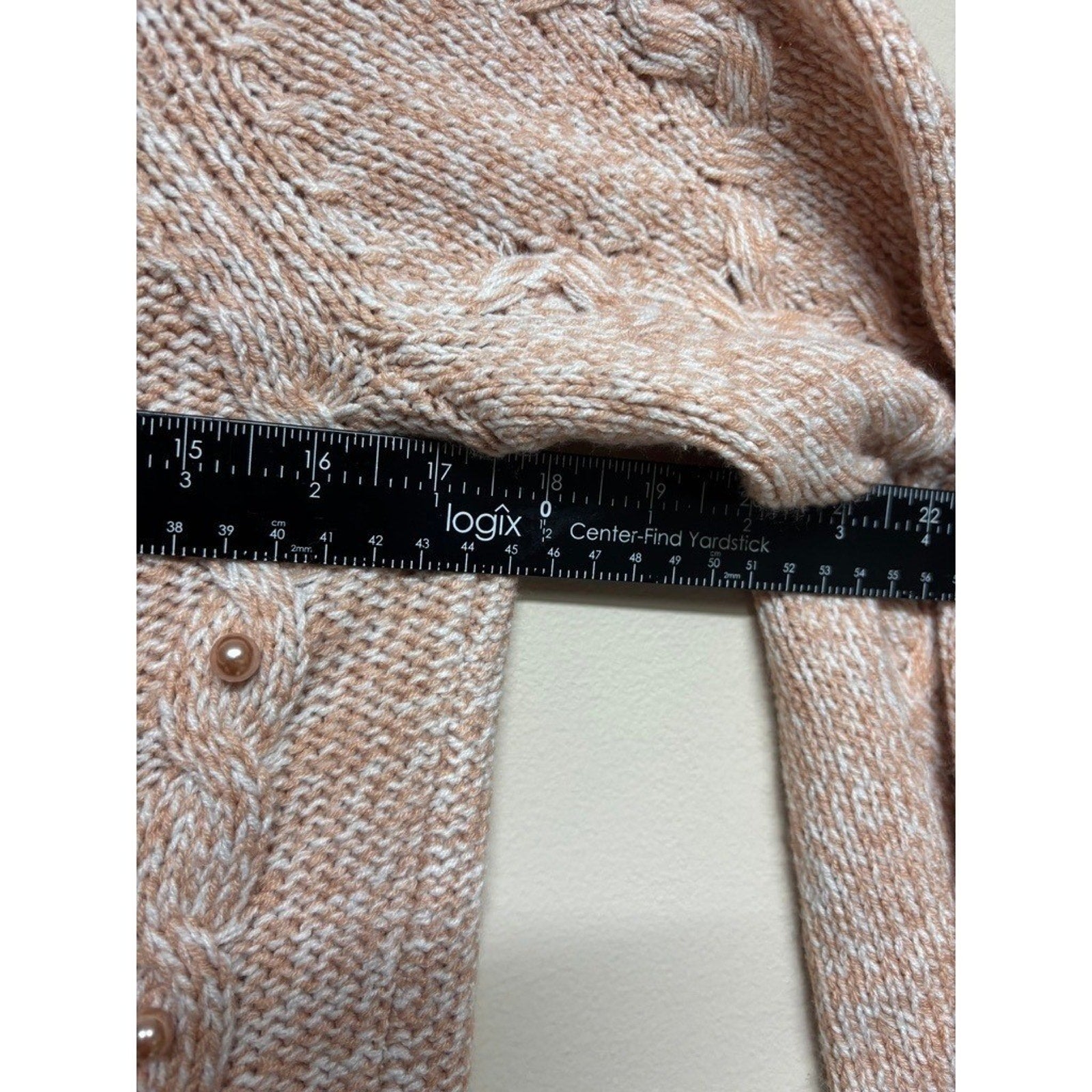 Soho Jeans Cable Knit Pearl Sweater Medium Blush Pink Chunky Cozy Preppy Chic