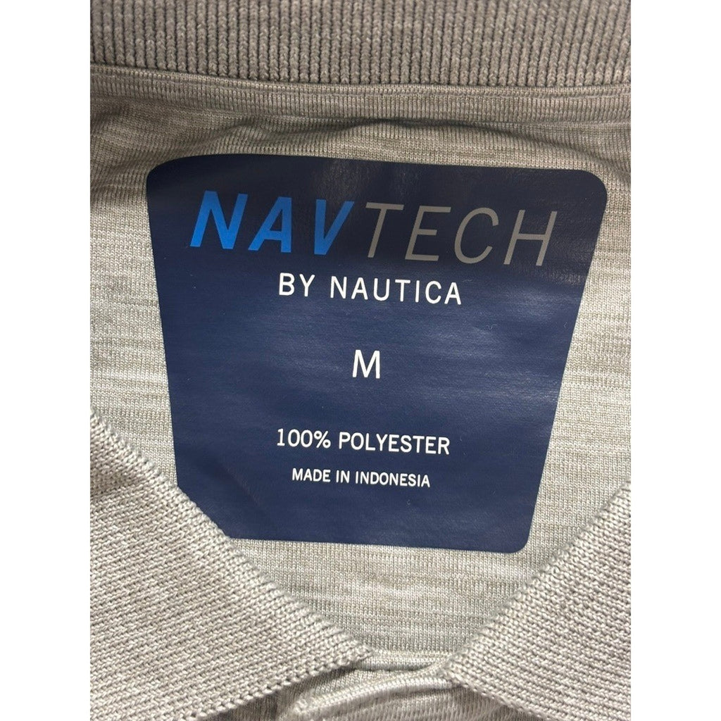 Nautica Navtech M Gray Polo Shirt Mens Casual Athleisure Short Sleeve