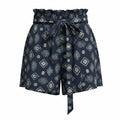 LuLaRoe Ella Shorts Womens Navy Geometric Southwestern Paperbag Waist Large NWT