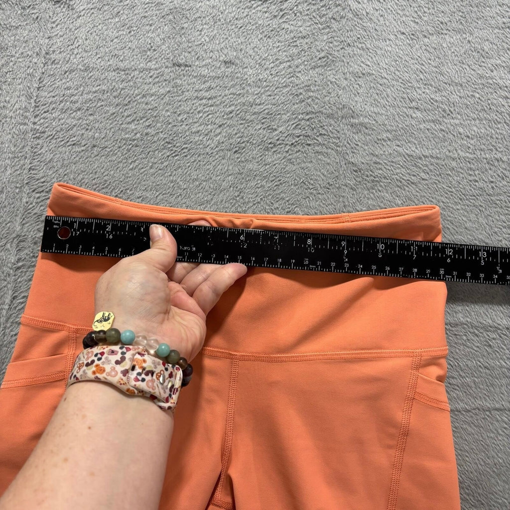 Old Navy Womens S Orange Powersoft High Rise Bike Shorts Athleisure Casual