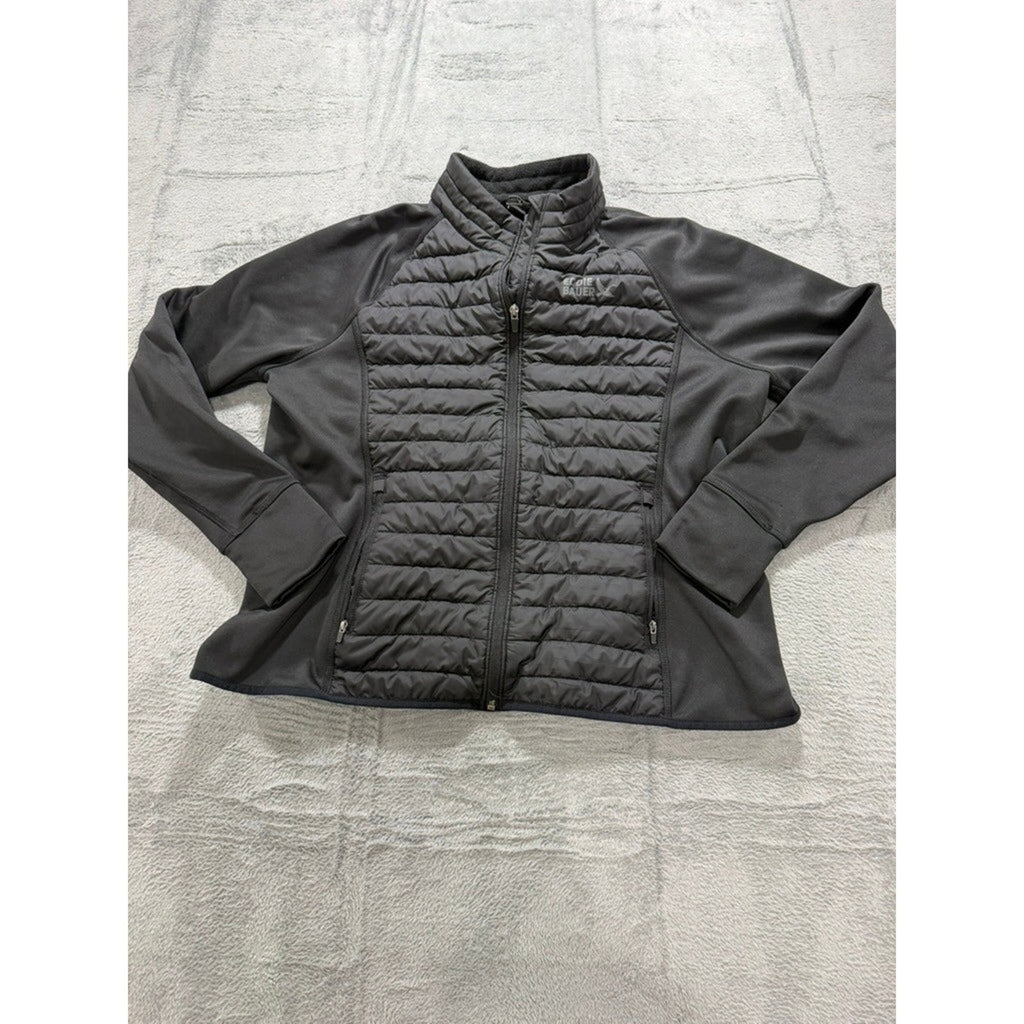 Eddie Bauer Women 2XL Black Hybrid Puffer Softshell Fleece Lined Jacket Full Zip