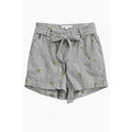 Potter's Pot Shorts Women M Stripe Pineapple Embroidered Tie Waist Summer