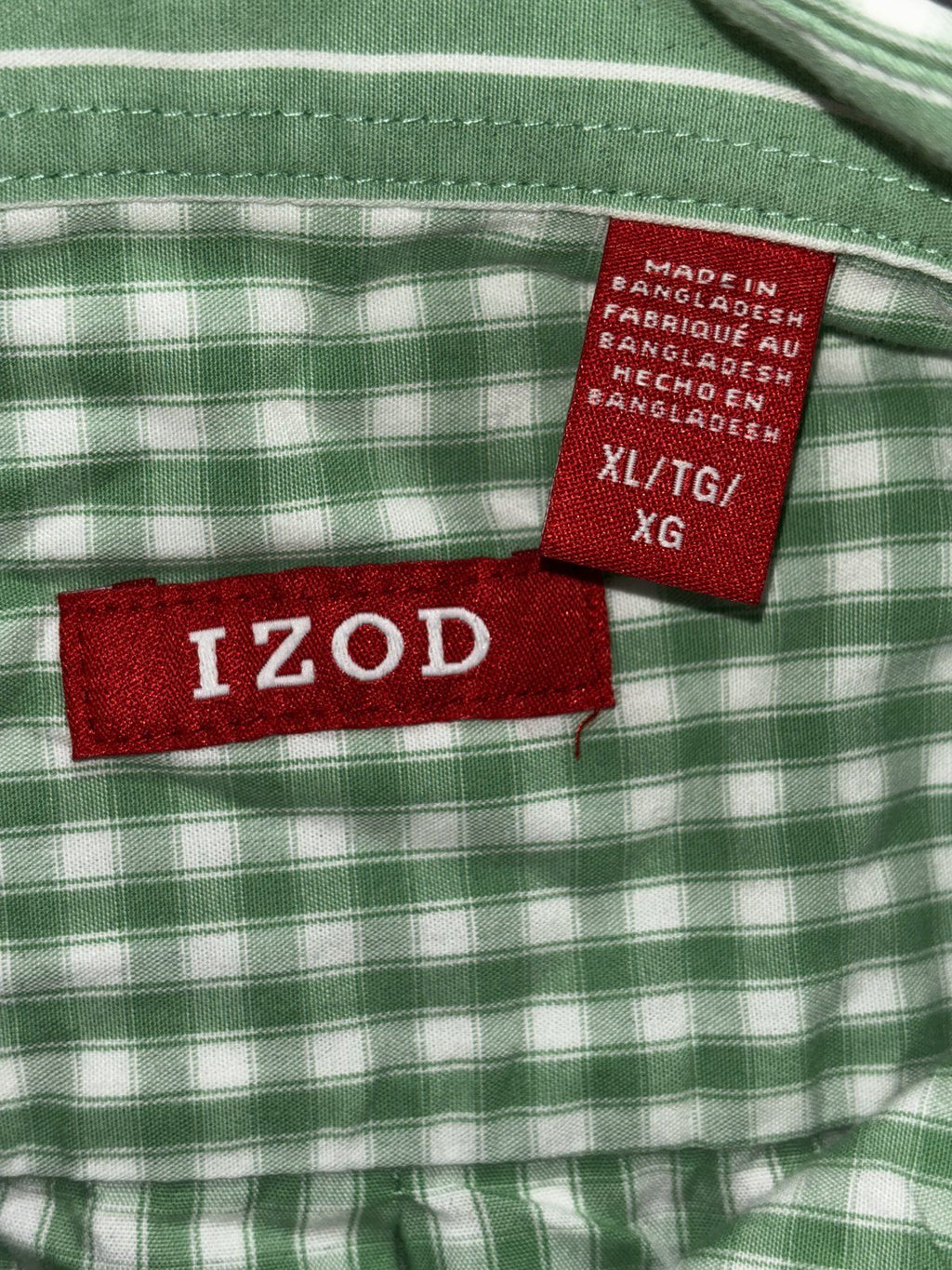 IZOD Men's Green White Gingham Check Shirt Size XL, photo 6 of 9