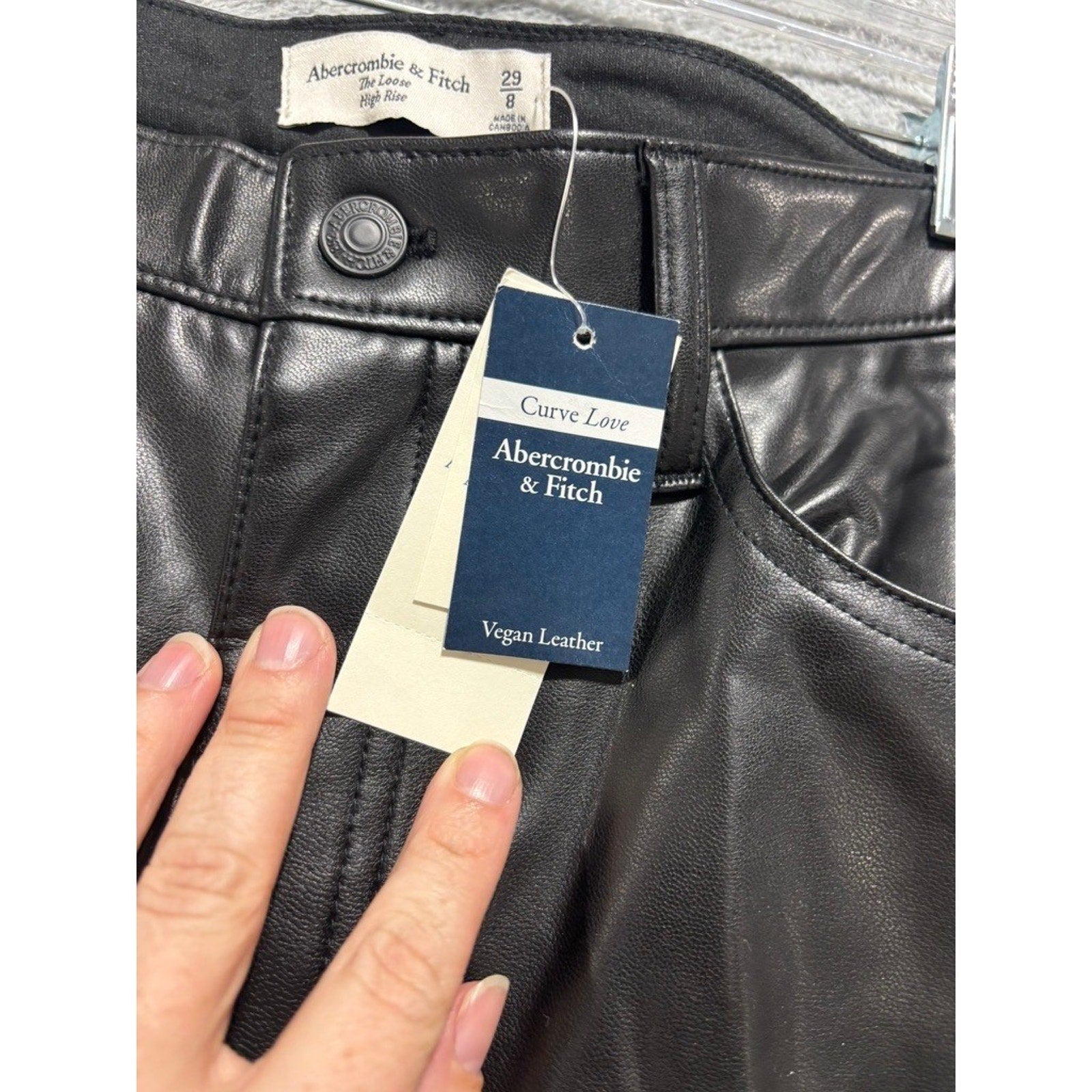 Abercrombie & Fitch Curve Love Loose High Rise Vegan Leather Pants Black 29 8