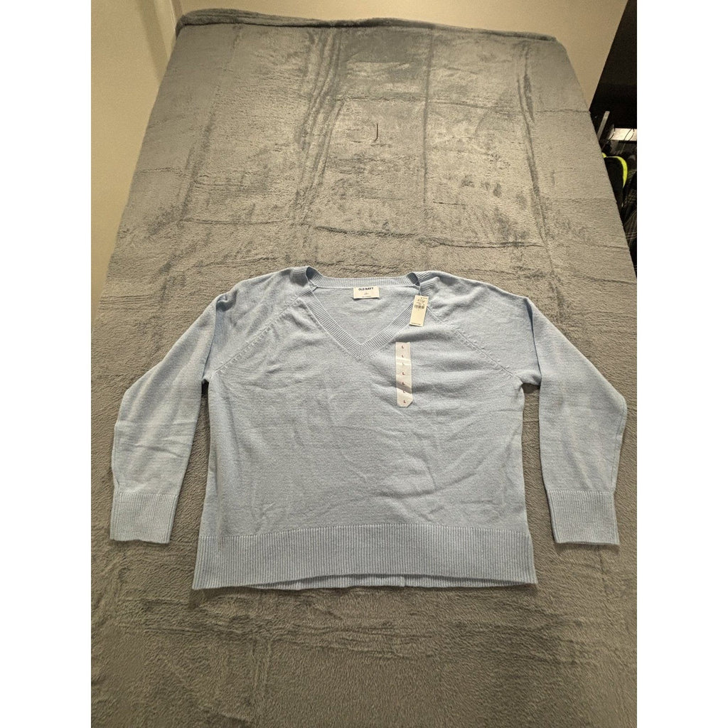 Old Navy L Light Blue Womens V-Neck SoSoft Sweater Relaxed Cozy Casual