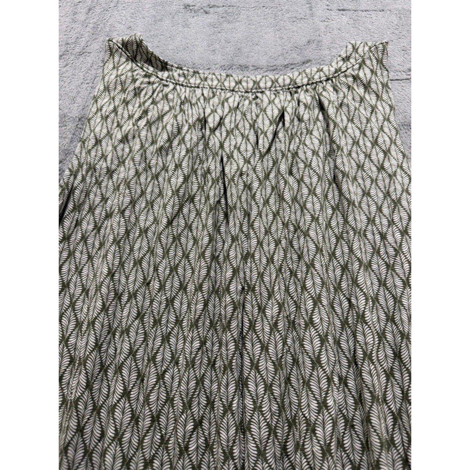 LOFT Outlet Womens XL Olive Green Leaf Print Sleeveless Knit Tank Top Banded Hem