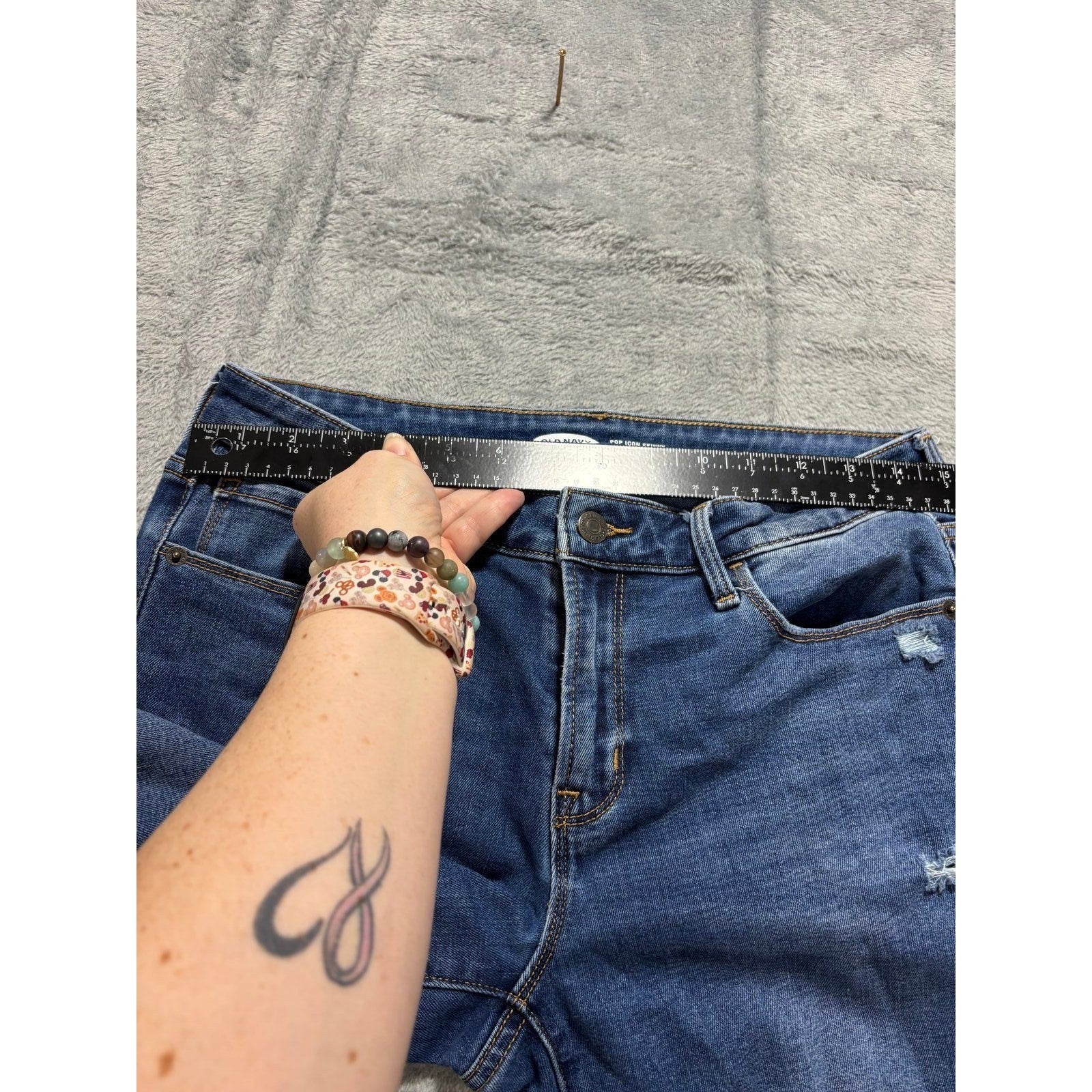 Old Navy 8 Womens Blue Pop Icon Skinny Mid-Rise Distressed Jeans Casual Vintage