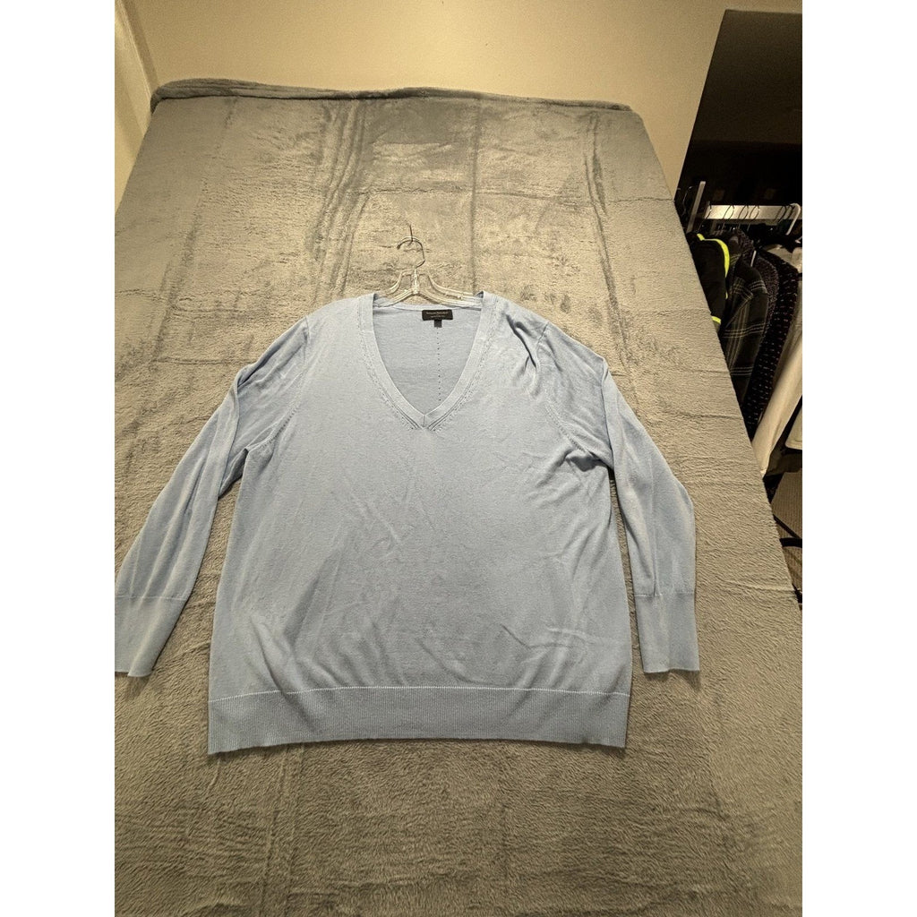 Banana Republic XXL Light Blue Womens V-Neck Sweater Pullover Casual Cozy