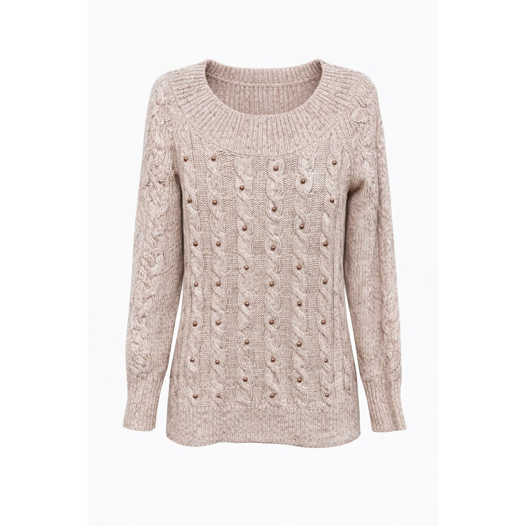 Soho Jeans Cable Knit Pearl Sweater Medium Blush Pink Chunky Cozy Preppy Chic