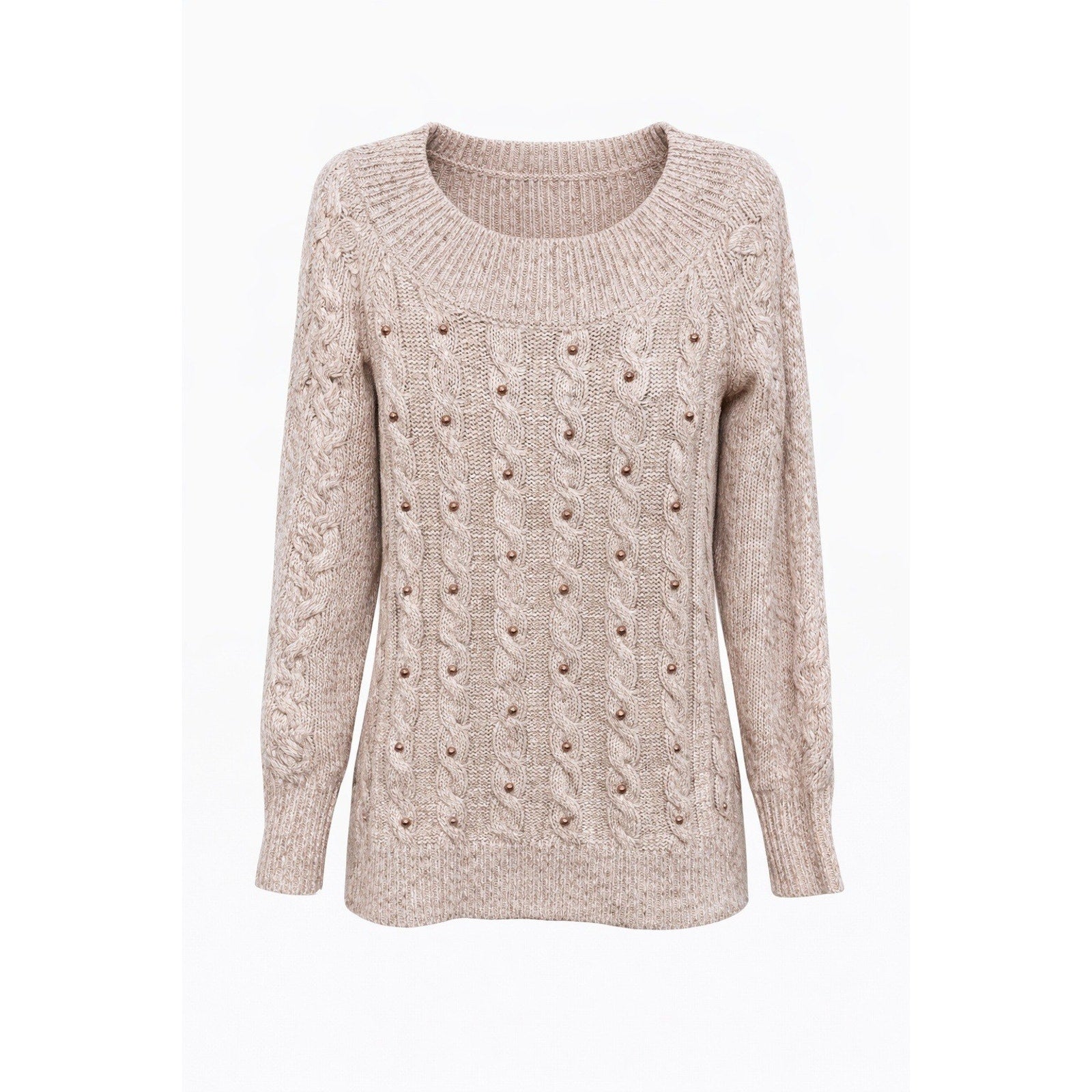 Soho Jeans Cable Knit Pearl Sweater Medium Blush Pink Chunky Cozy Preppy Chic
