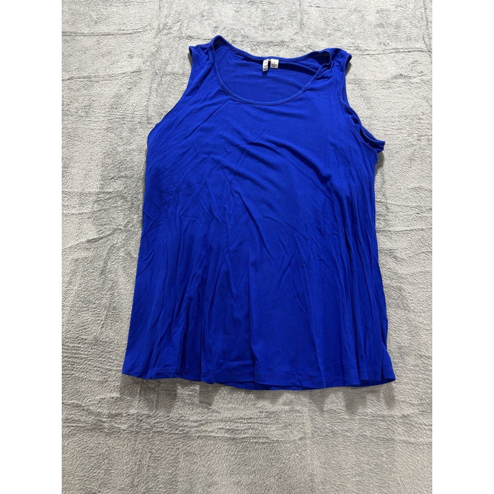 ELLE Womens L Blue Tank Top Sleeveless Casual Minimalist Athleisure Shirt
