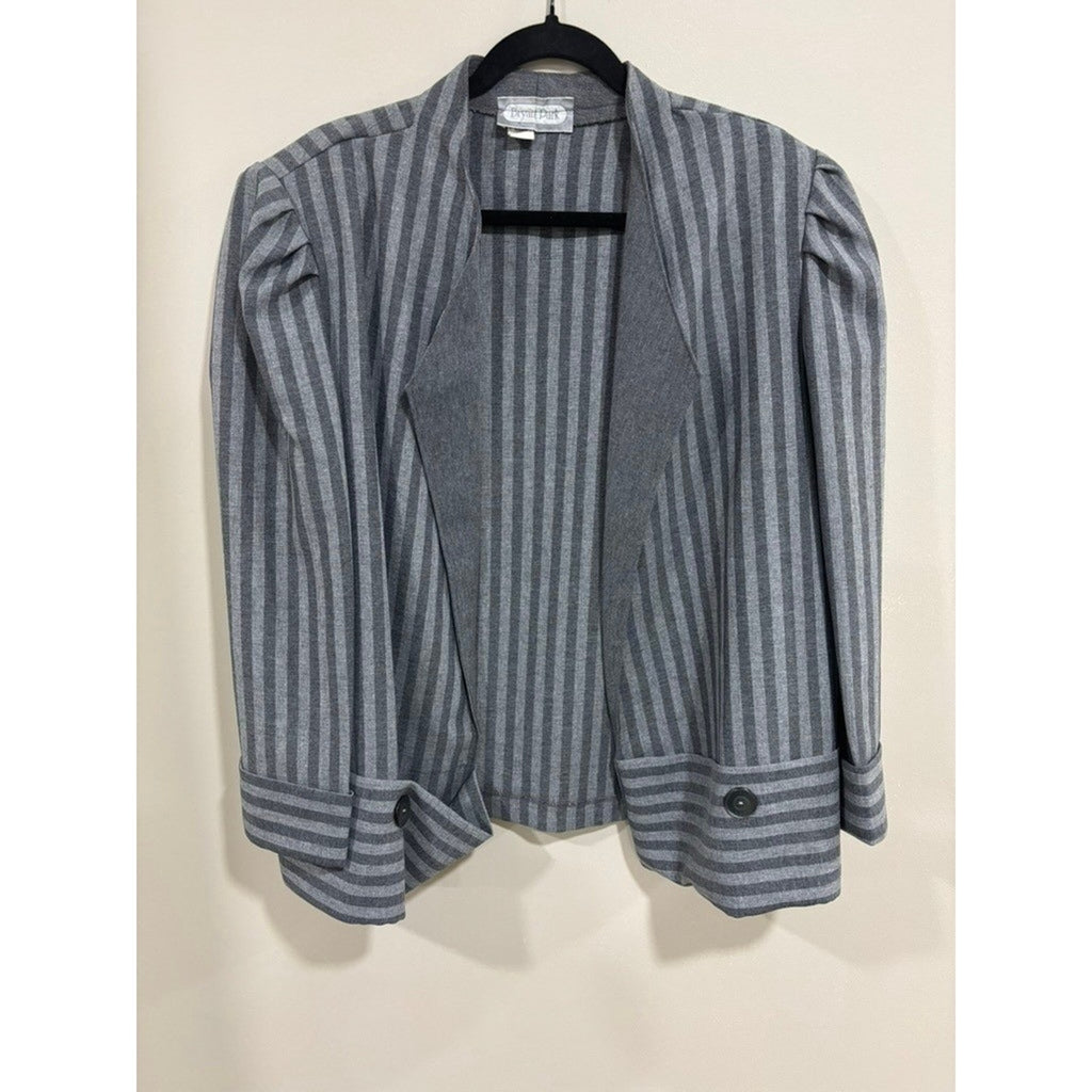 Vintage Bryant Park Striped Power Blazer Jacket USA Made Womens 22 Office 80s