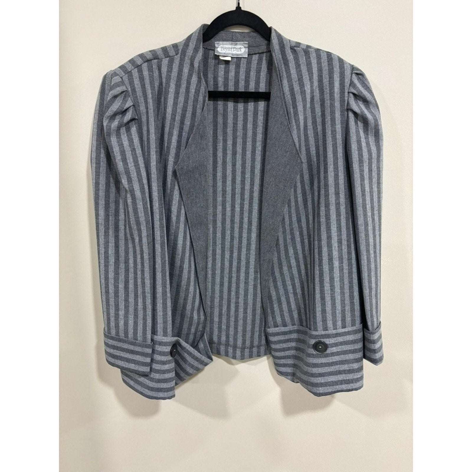 Vintage Bryant Park Striped Power Blazer Jacket USA Made Womens 22 Office 80s