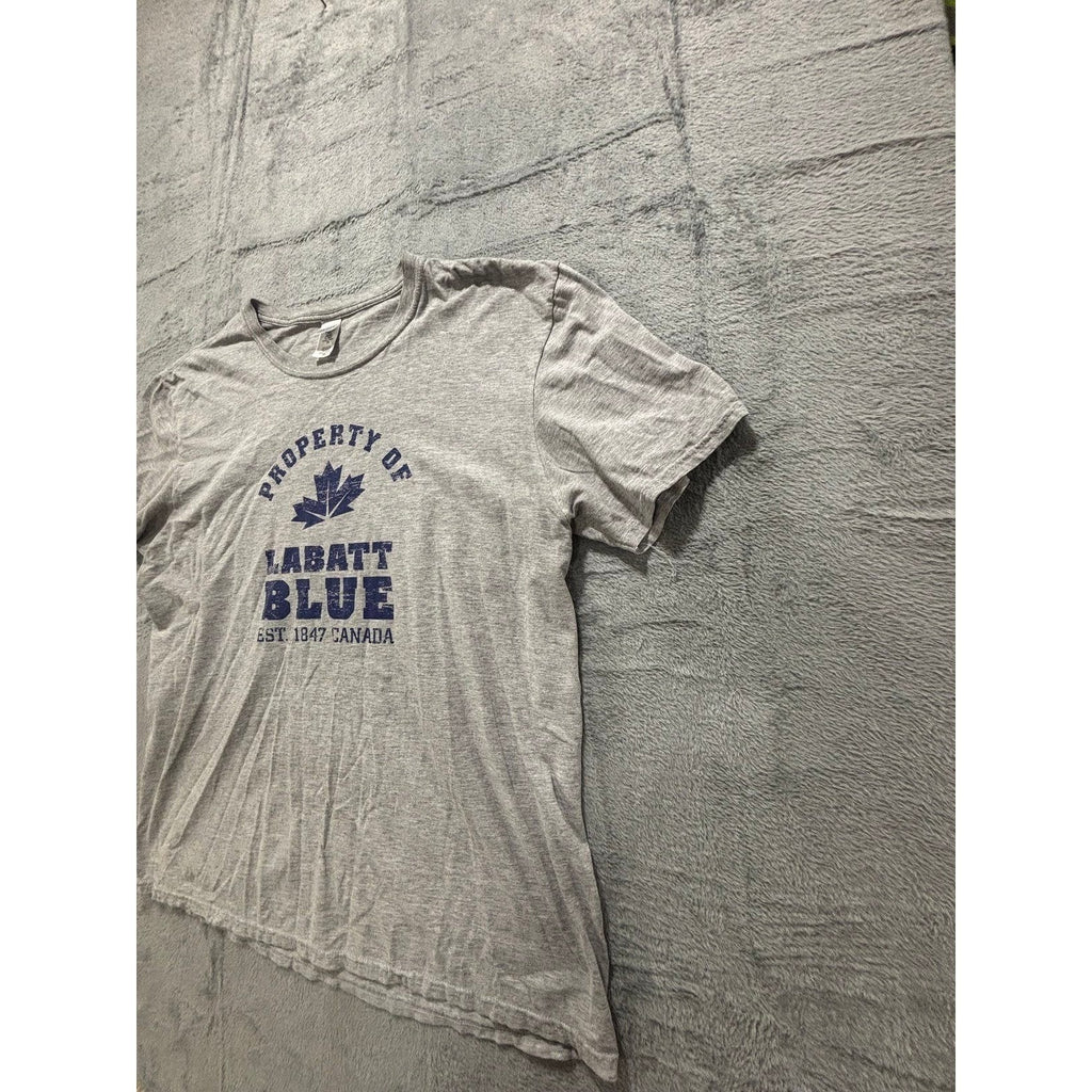 Gildan XL Gray Labatt Blue Beer Graphic T-Shirt Womens Casual Vintage Style
