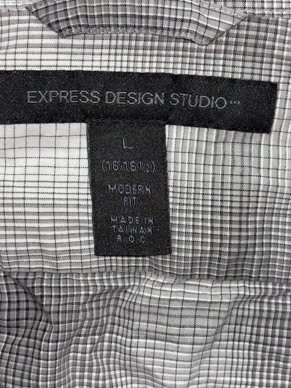 Express Design Studio Men's Gray Plaid Shirt Size L, photo 8 of 9