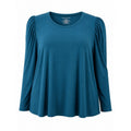 Lane Bryant Teal Blue Puff Shoulder Long Sleeve Top Plus Size 26/28 Round Neck