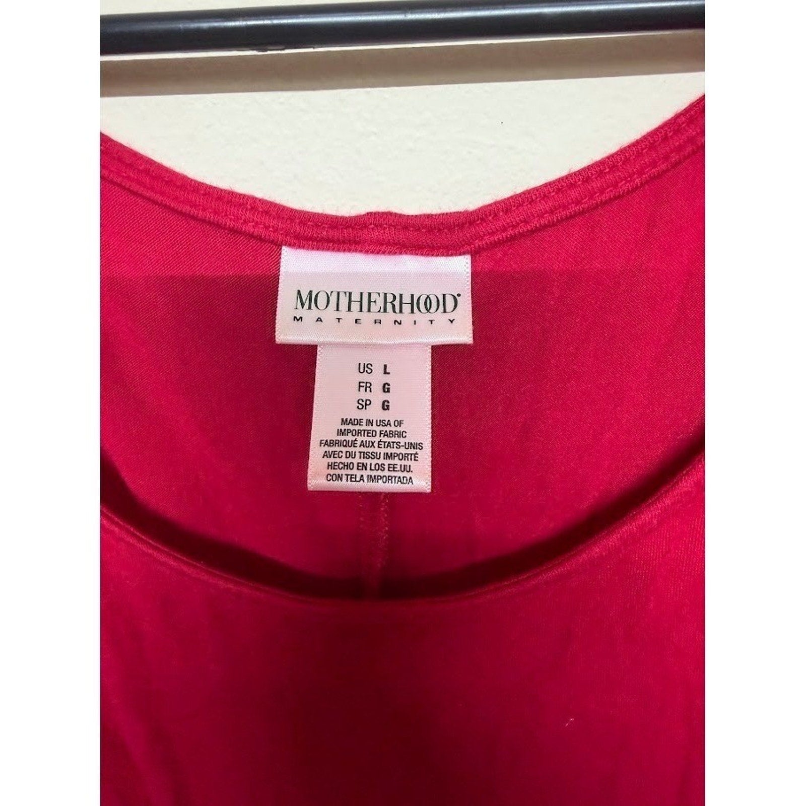 Motherhood Maternity L Red Tunic Top Flowy Babydoll Boho Lagenlook Chic Casual