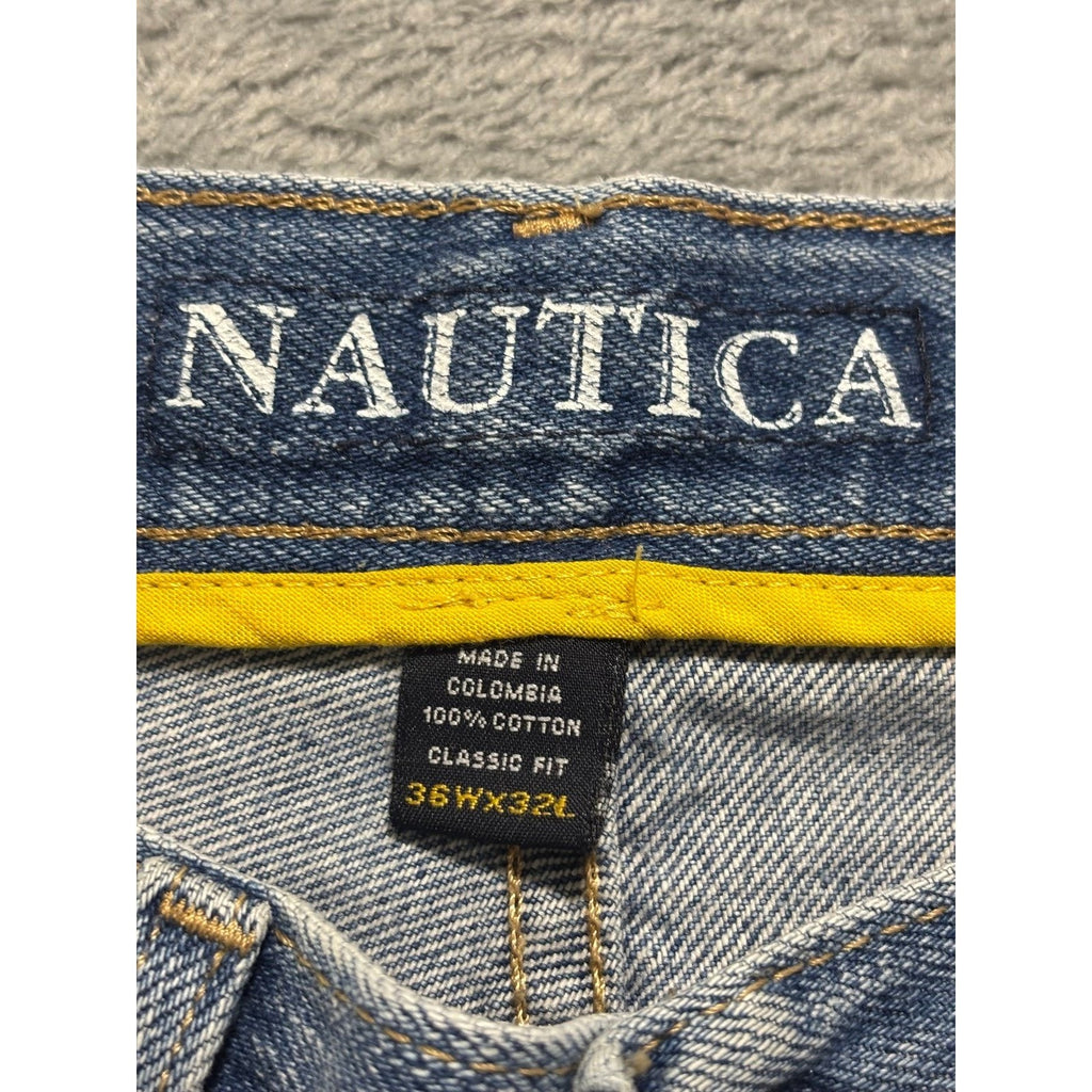 Nautica 36x32 Blue Denim Jeans Mens Classic Fit Vintage Casual