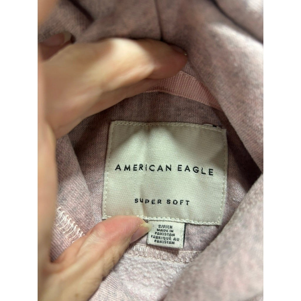 American Eagle Womens S Mauve Pink Graphic Hoodie Sweatshirt Casual Cozy Boho