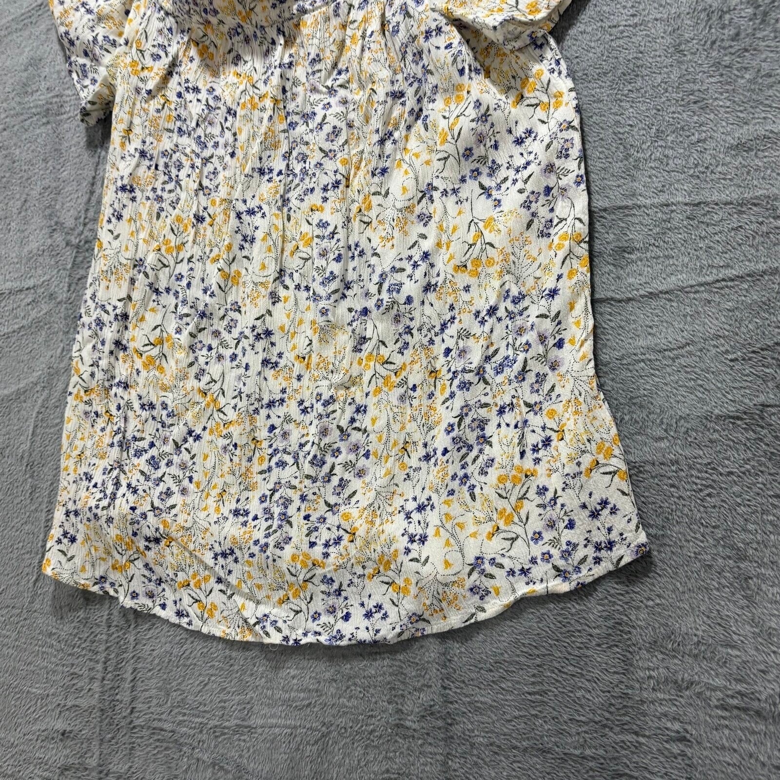 Old Navy L Womens White Floral Off Shoulder Smocked Blouse Boho Cottagecore Top