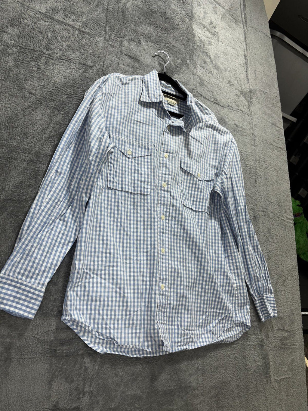 J.Crew Men's Blue White Gingham Check Shirt Size M, photo 3 of 8