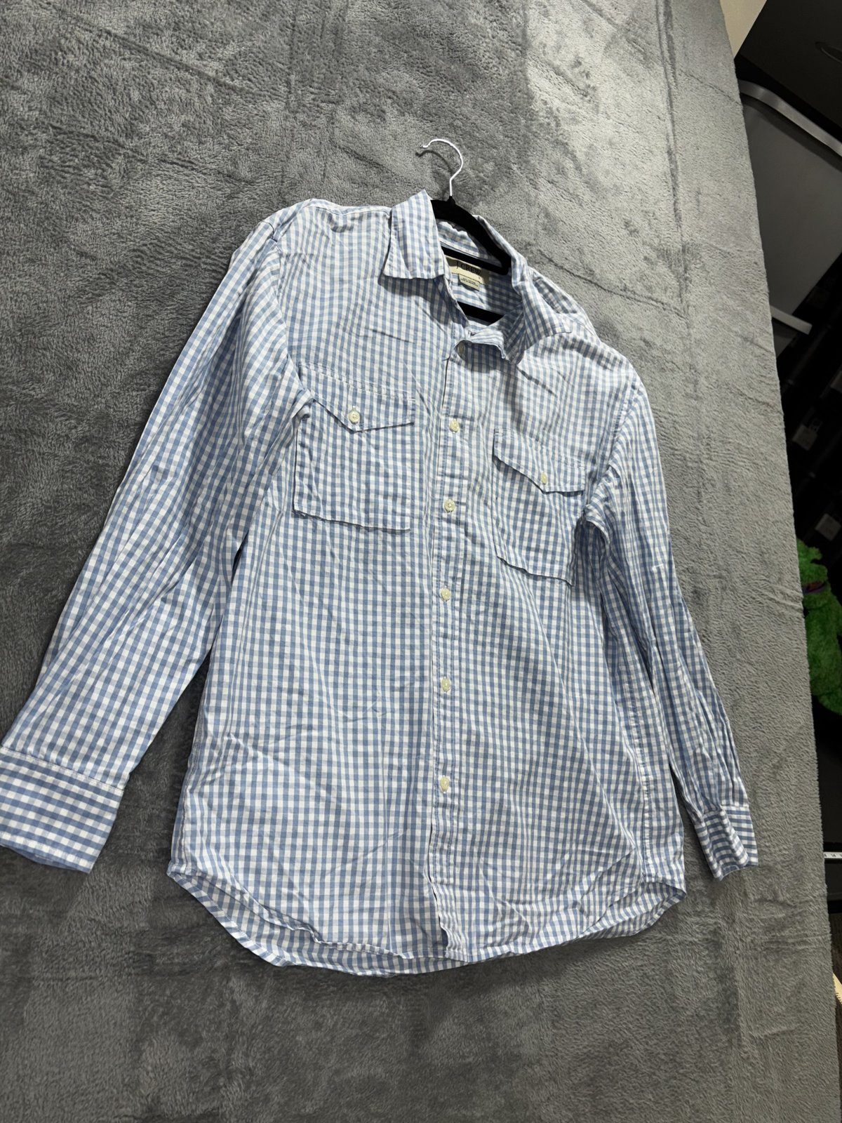 J.Crew Men's Blue White Gingham Check Shirt Size M, photo 3 of 8