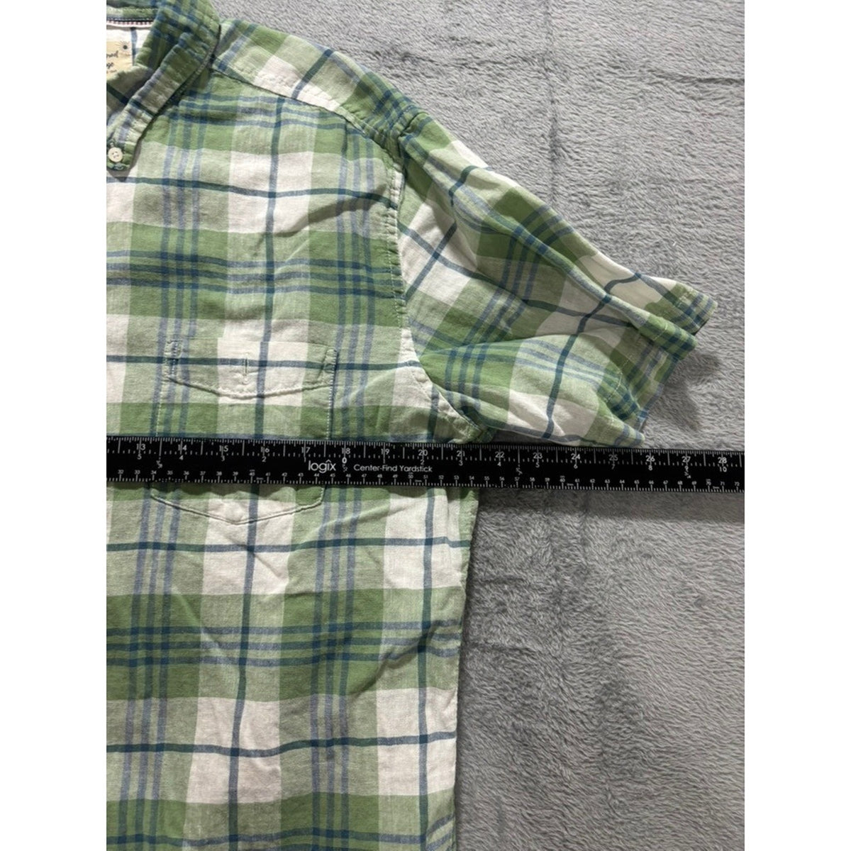 Weatherproof Vintage Shirts Mens L Plaid Linen Button Up Short Sleeve