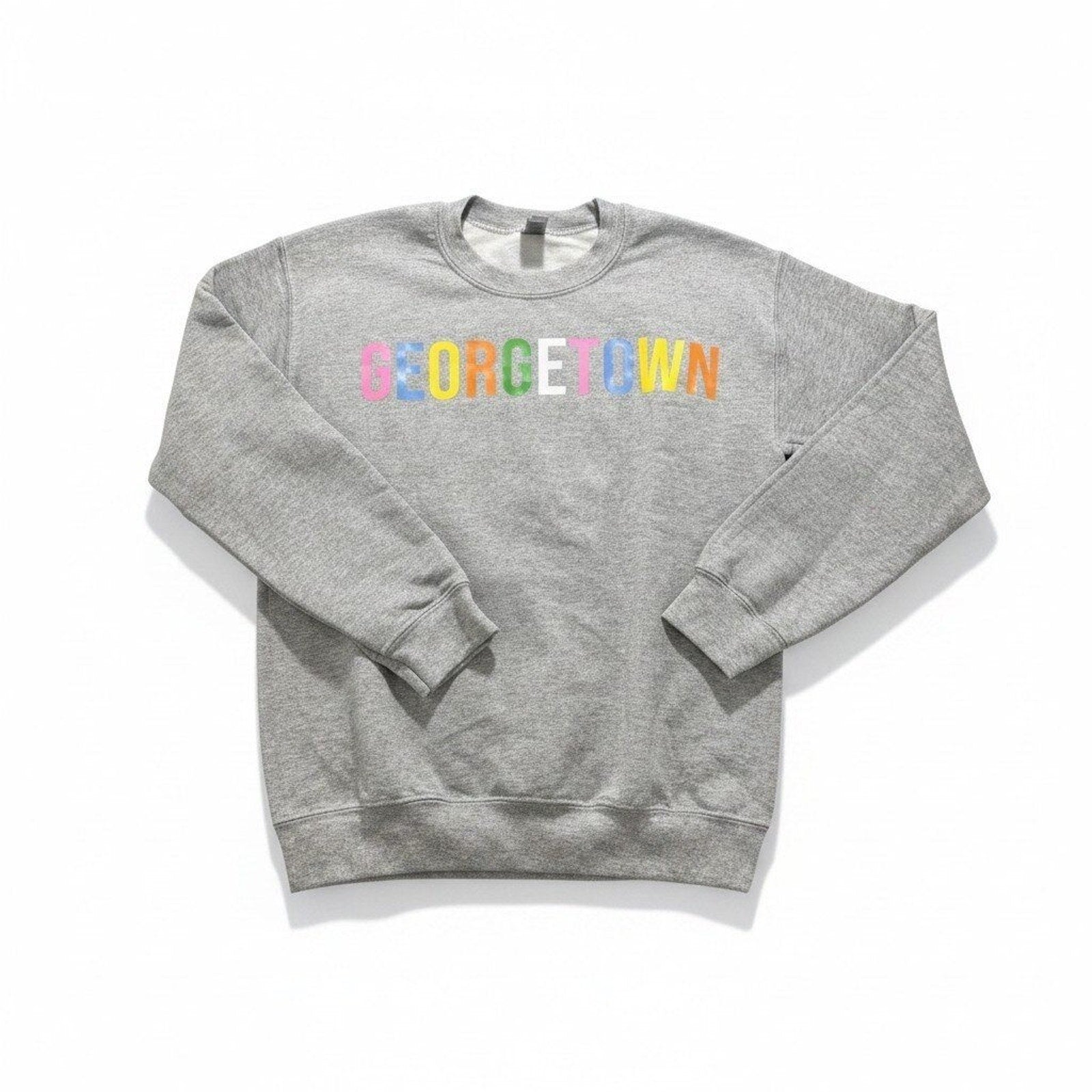 Gildan S Gray Georgetown Rainbow Pride Womens Sweatshirt Casual Cozy