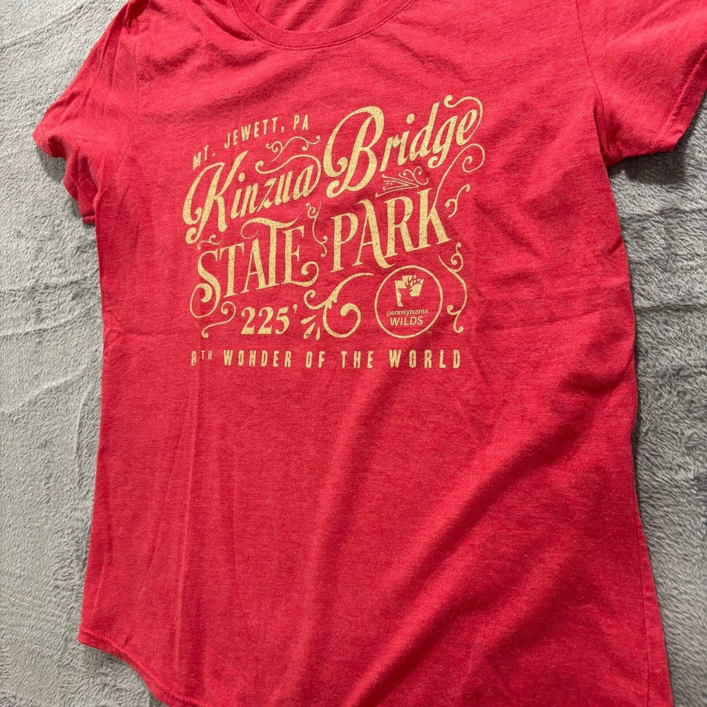 Gildan L Womens Red Kinzua Bridge State Park Graphic Tee Casual Vintage Style