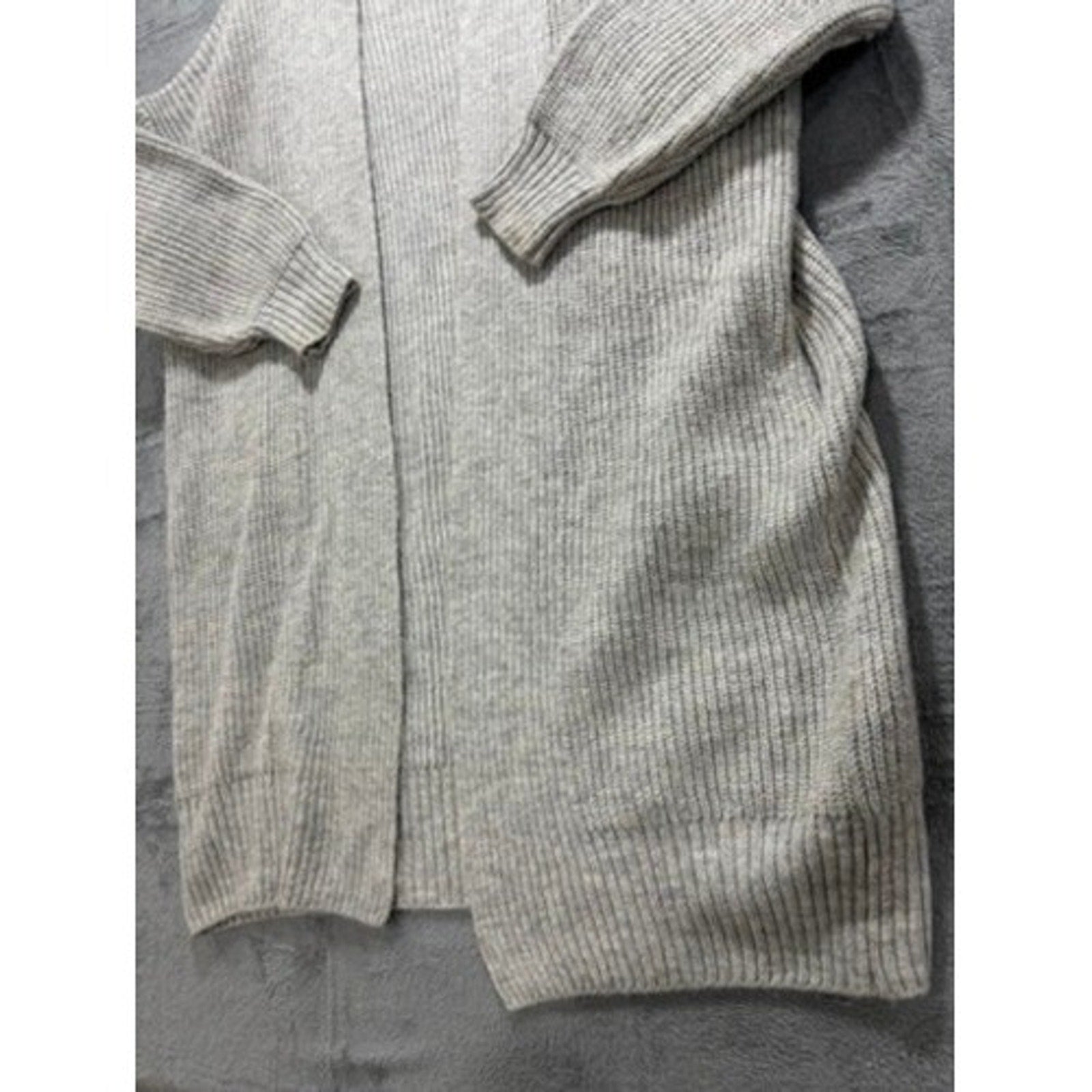 Topshop Womens Gray Chunky Ribbed Knit Oversized Open Front Cardigan Size US 12