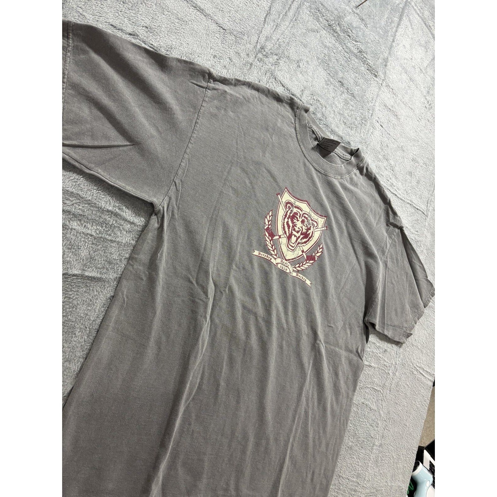 Comfort Colors L Gray Hershey Bears Hockey Graphic T-Shirt Womens Vintage Casual