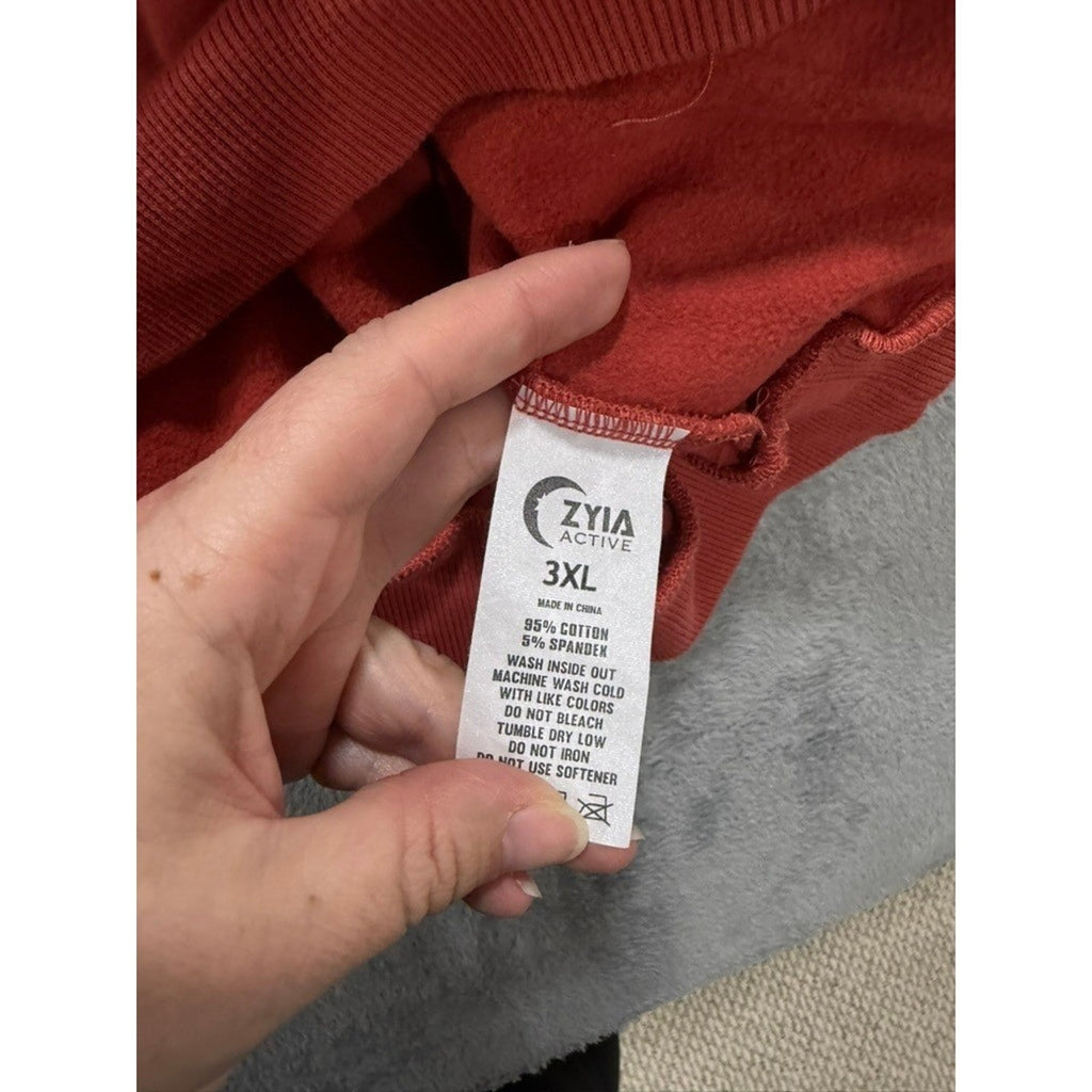 Zyia Active Terracotta Red Oversized Pullover Hoodie Sweatshirt 3XL Logo Pocket