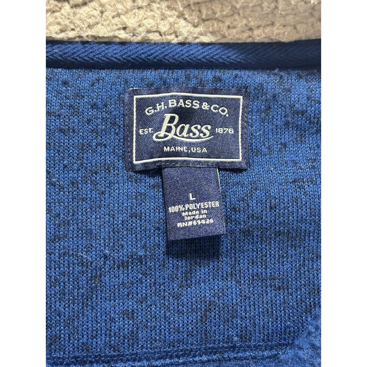 G.H. Bass & Co. Mens L Blue Full Zip Fleece Jacket Casual Cozy Outdoorsy