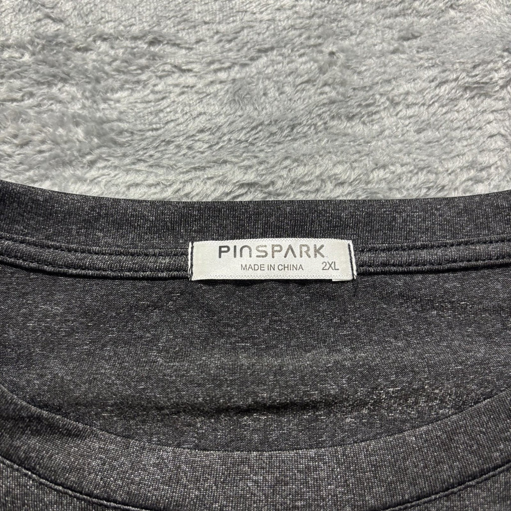 PINSPARK 2XL Charcoal Gray Womens Long Sleeve Top Athleisure Casual Gym Basic