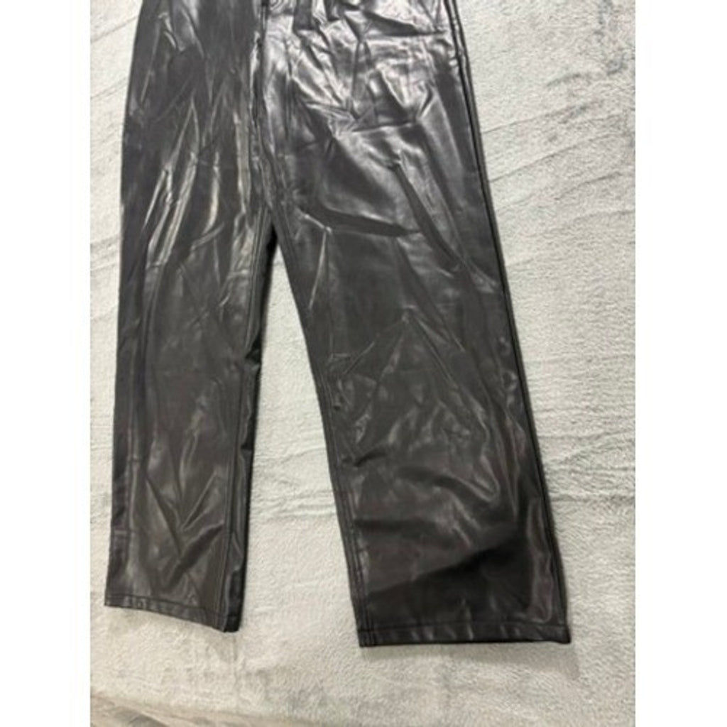 Abercrombie & Fitch Curve Love Loose High Rise Vegan Leather Pants Black 29 8