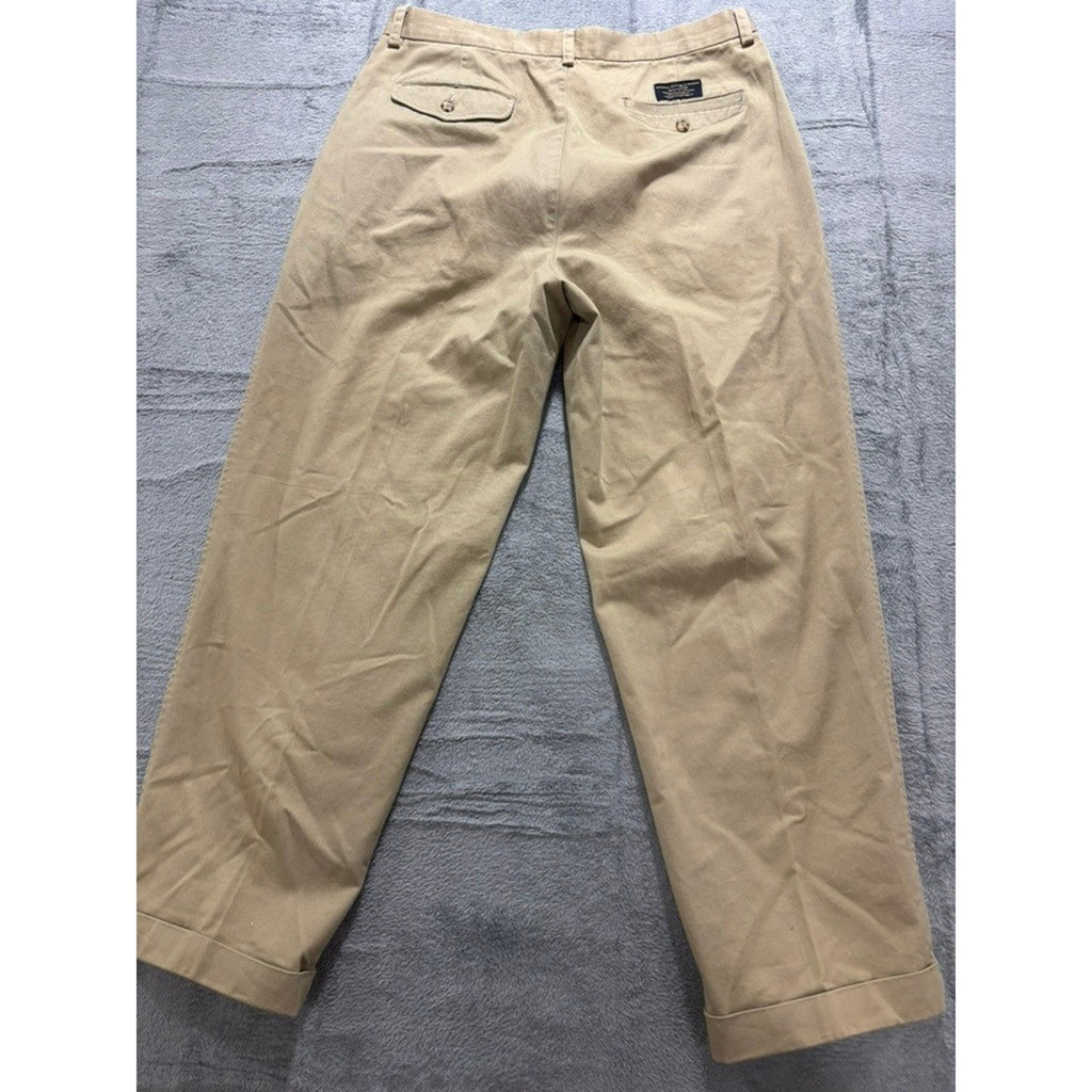 Banana Republic Chino Pants Mens 35x30 Khaki Pleated Straight Leg Cotton