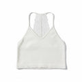 One Step Up Womens SM White Lace Racerback Crop Top Boho Festival Coquette Cute