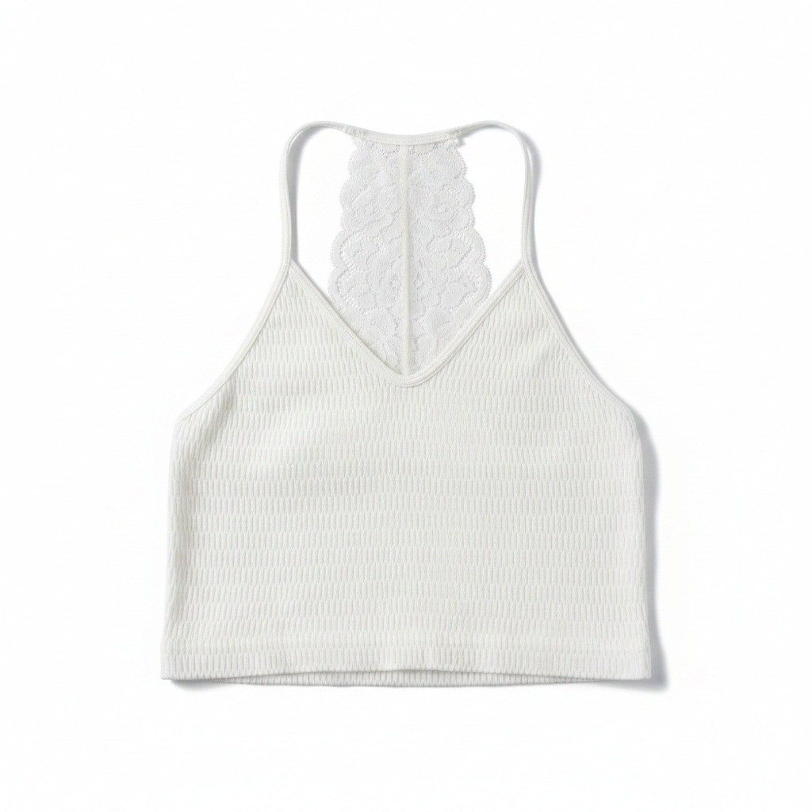 One Step Up Womens SM White Lace Racerback Crop Top Boho Festival Coquette Cute