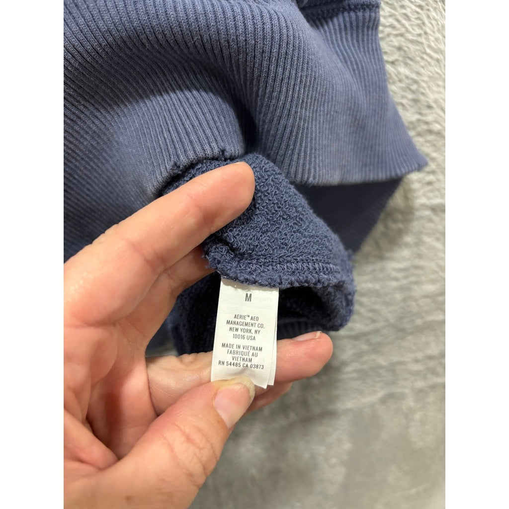 Aerie Womens M Blue Raglan Sweatshirt Casual Cozy Athleisure Pullover