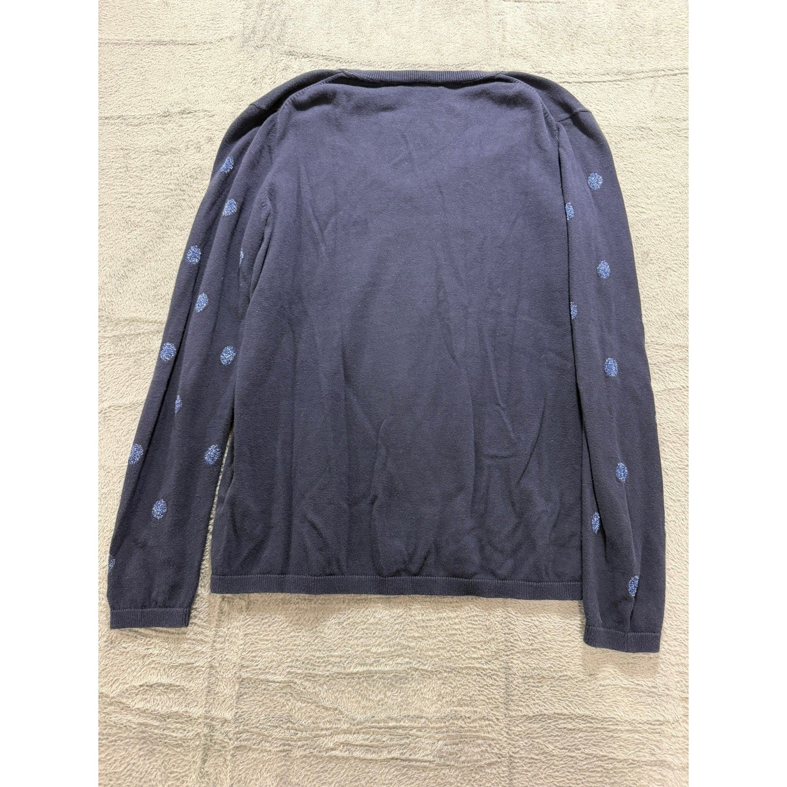 Tommy Hilfiger Sweater Womens M Navy Polka Dot V Neck Long Sleeve Preppy