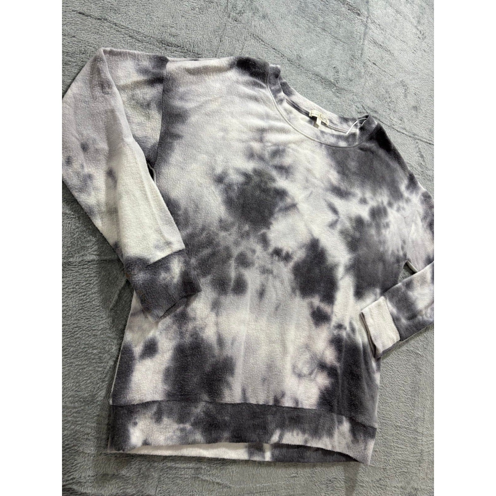 Nine Britton Womens M Gray White Tie Dye Sweatshirt Casual Cozy
