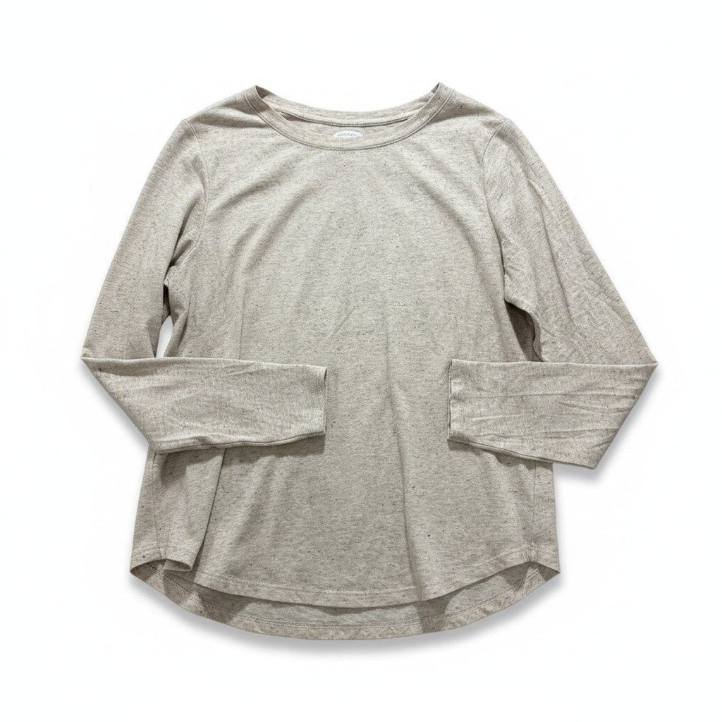 Old Navy Womens L Beige Speckled Long Sleeve Everyday T-Shirt Casual Cozy Tee
