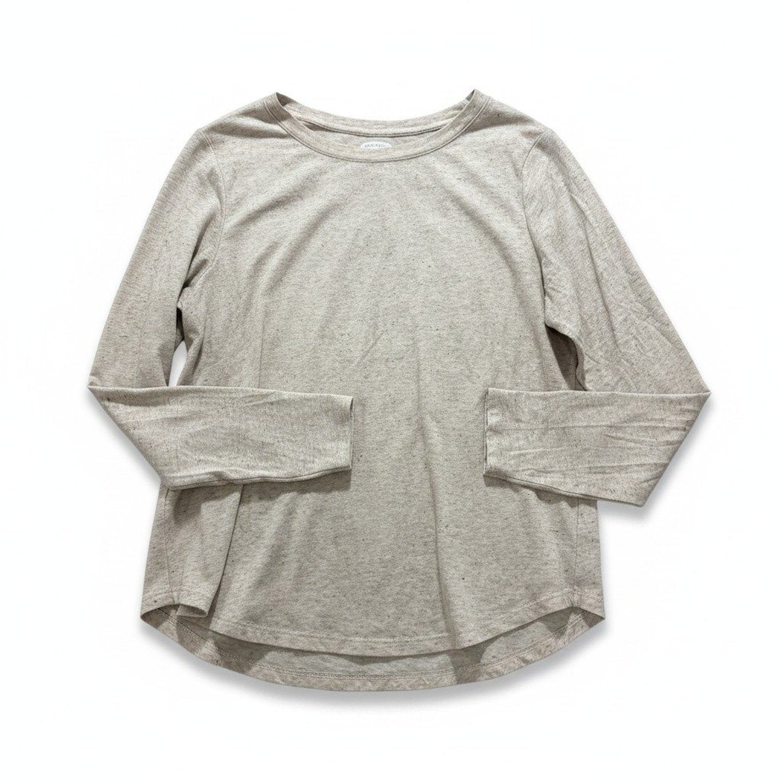 Old Navy Womens L Beige Speckled Long Sleeve Everyday T-Shirt Casual Cozy Tee