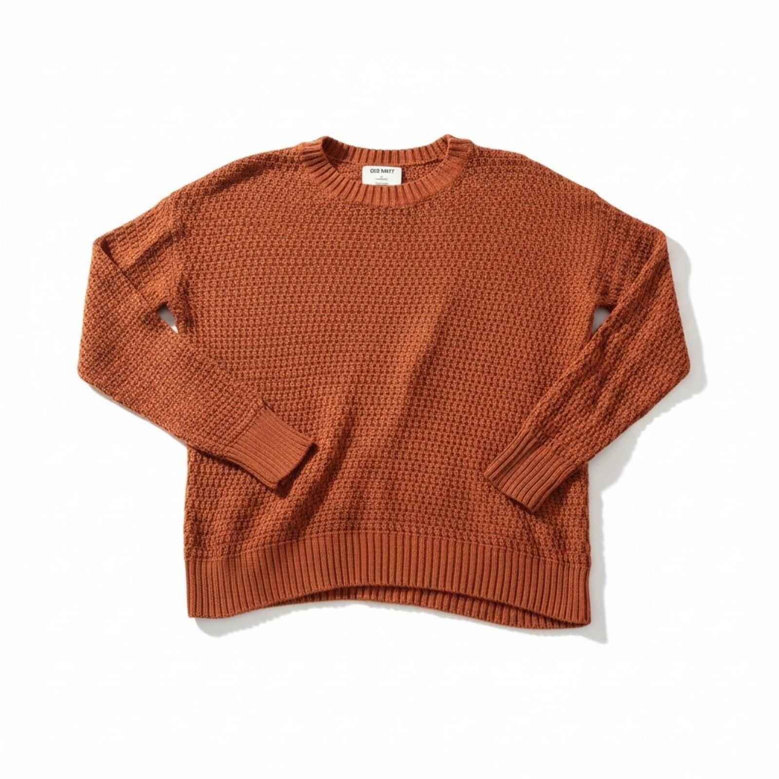 Old Navy Womens M Burnt Orange Waffle Knit Tunic Sweater Boho Casual Cozy