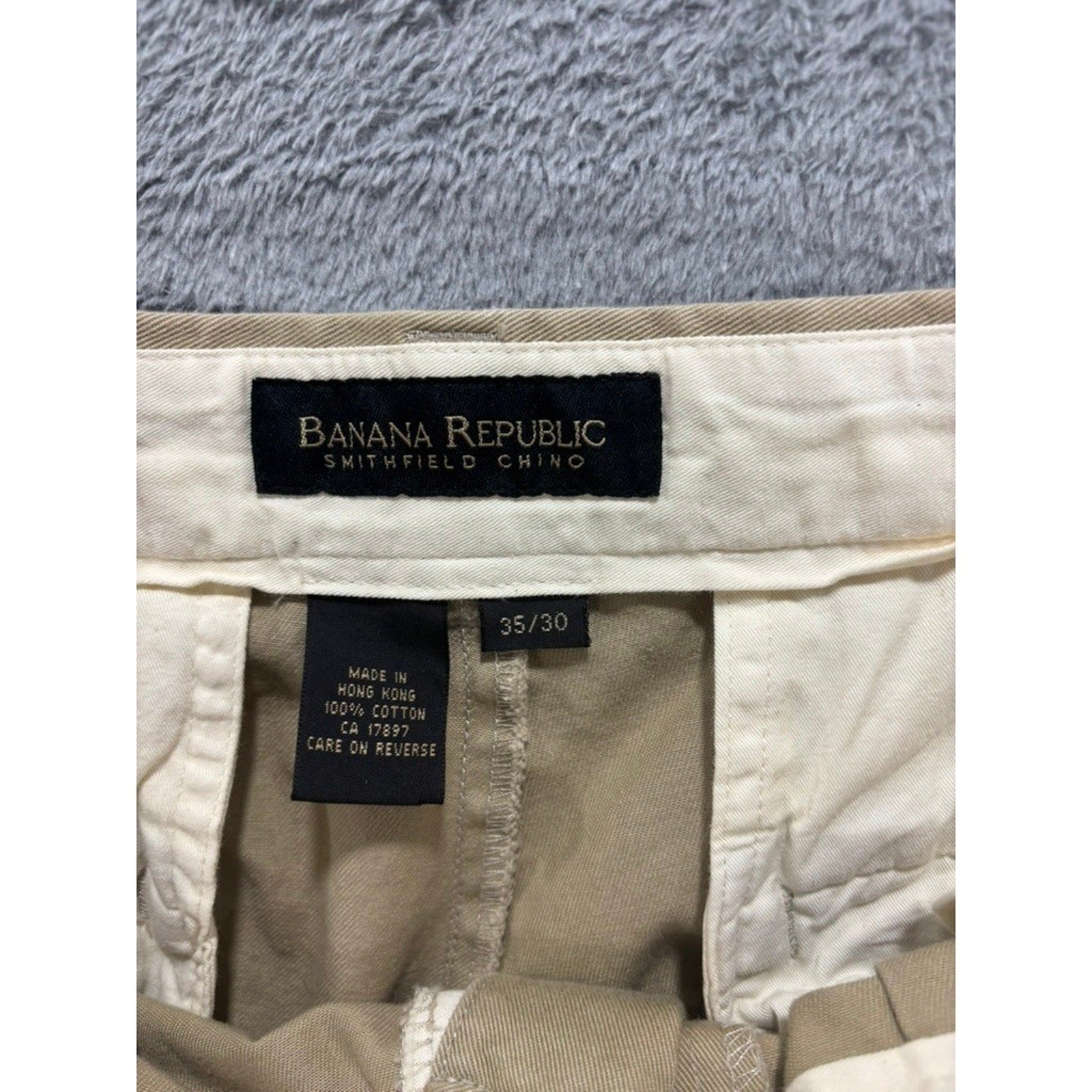 Banana Republic Chino Pants Mens 35x30 Khaki Pleated Straight Leg Cotton