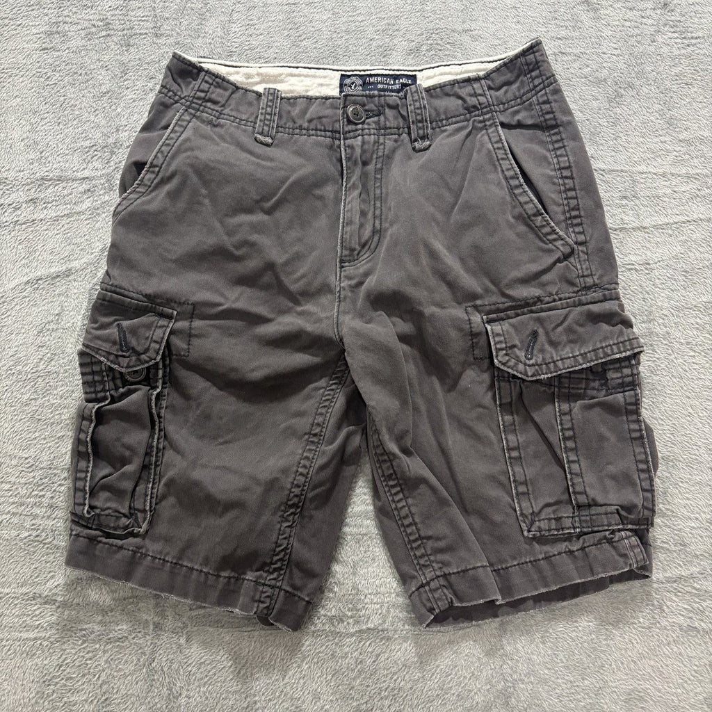 American Eagle Mens 26 Gray Cargo Shorts Faded Casual Utility Summer